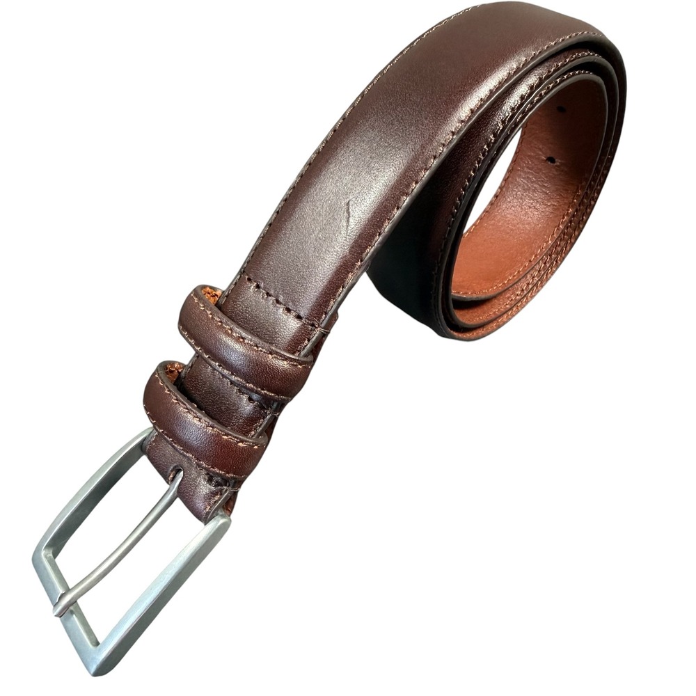 Eddie Bauer Leather Belt Mens 32 Brown Buckle Classic Casual Dress Accessory